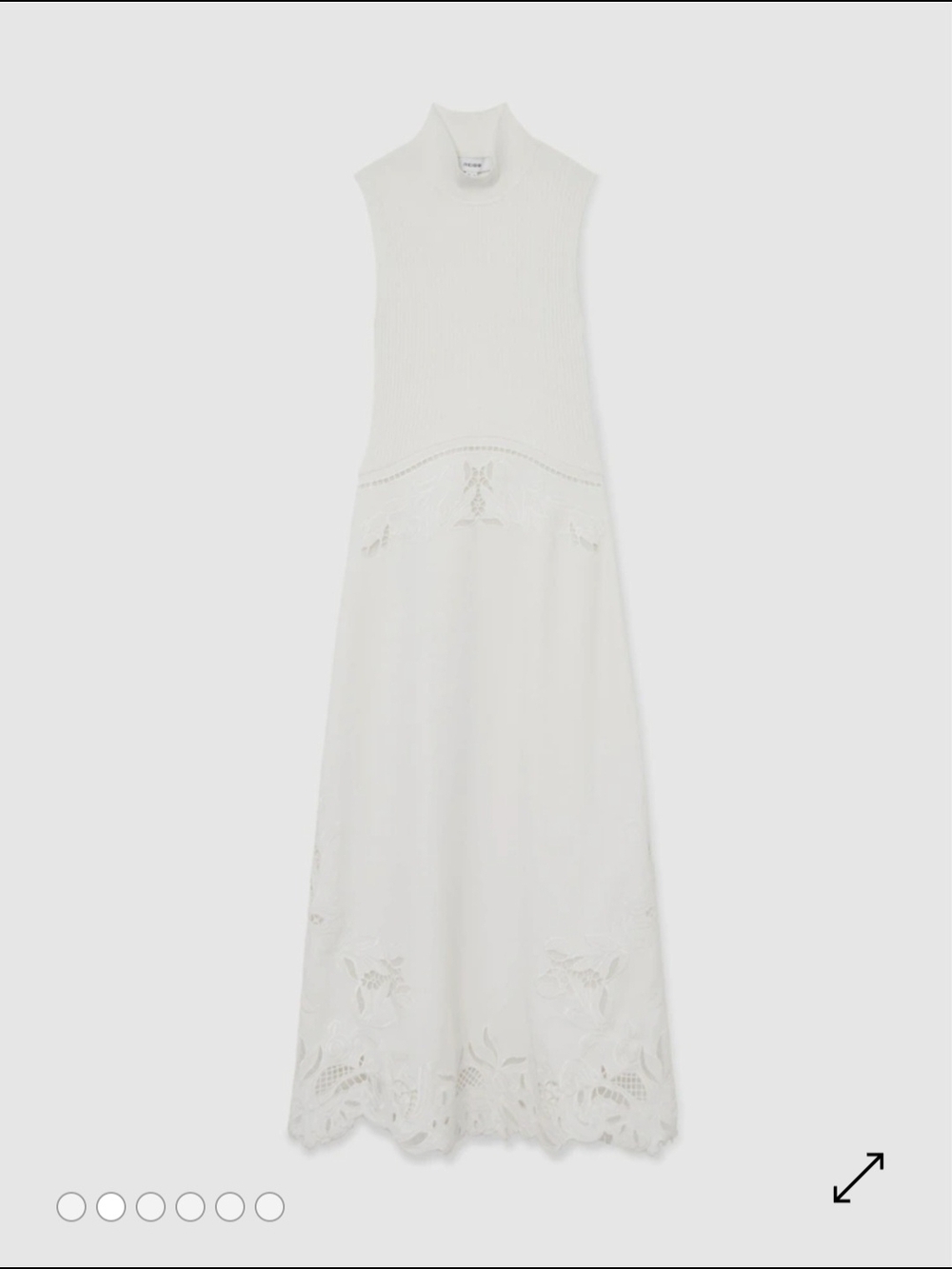 Reiss Ivory Phoenix Knit Woven Midi 2 $440 - Picture 2 of 8